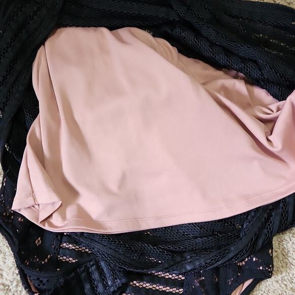 Maurices Black & Rose Brown Sleeveless Lace Overlay Striped Dress Size 7/8 Chic - Picture 7 of 10